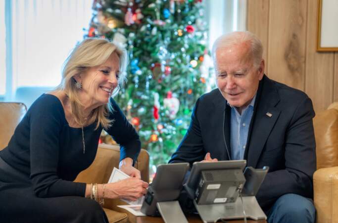 Joe Biden et son épouse Jill Biden à l'occasion de Noël 