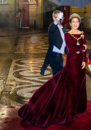 La princesse Mary de Danemark au dîner annuel du Nouvel An, à Amalienborg,