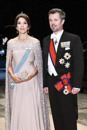 La princesse Mary de Danemark, le prince Frederik lors d'un dîner en l'honneur de l'accession au trône de l'empereur Naruhito au palais impérial à Tokyo