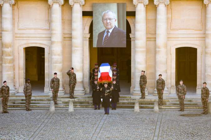 Hommage national à Jacques Delors, dans la cour d’honneur de l’Hôtel national des Invalides, à Paris, le 5 janvier 2024.
