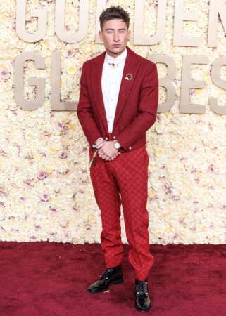 Barry Keoghan sur le tapis rouge de la cérémonie des Golden Globes à Los Angeles en janvier 2024