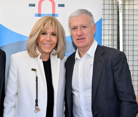 Brigitte Macron et Didier Deschamps lors de la clôture de l’édition 2024 de la 35ᵉ Opération Pièces Jaunes, à Nice, ce vendredi 2 février. 
