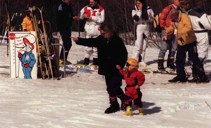 Claude Chirac avec son fils Martin au ski 