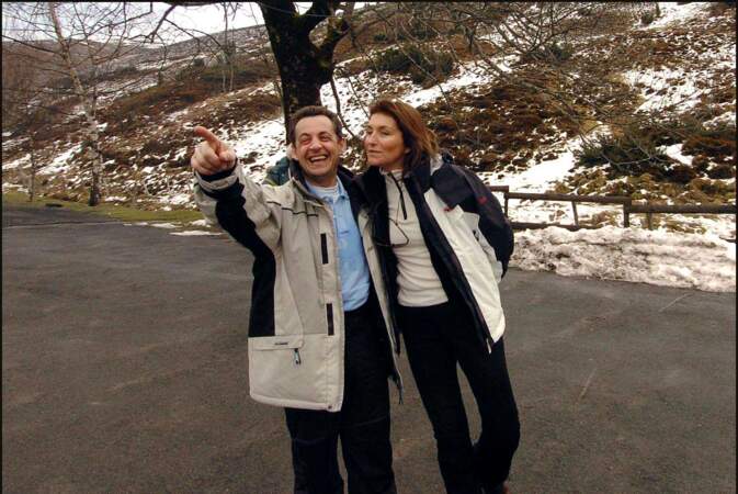 Nicolas Sarkozy avec son ex-femme, Cécilia Attias au ski 