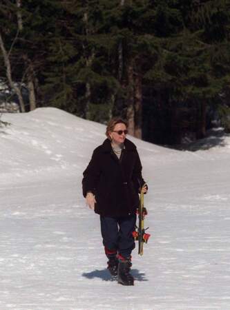 Claude Chirac au ski à Megève en 1999