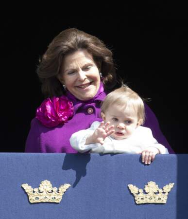 La reine Silvia et sa petite fille Leonore de Suède, le 30 avril 2015