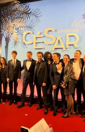 Romain Duris et l'équipe du film Le règne animal lors de la 49ème cérémonie des César à l’Olympia à Paris, le 23 février 2024