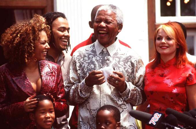 Mel B. et Geri Halliwell avec Nelson Mandela.
