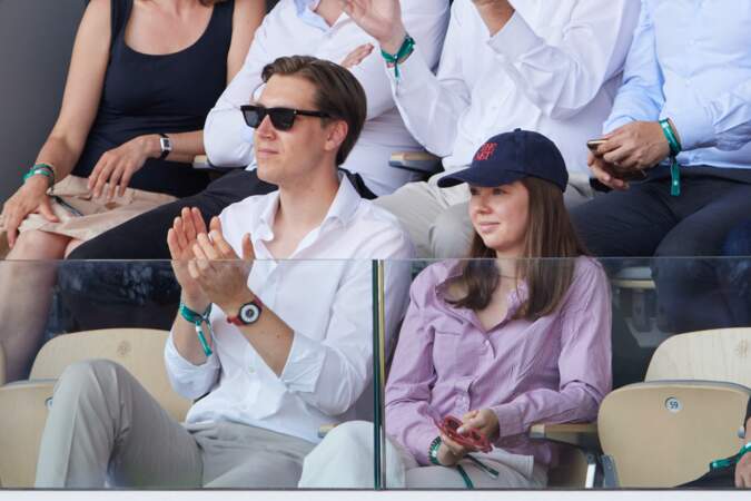 La princesse Alexandra de Hanovre et Ben-Sylvester Strautmann en tribunes lors des Internationaux de France de tennis de Roland Garros 2023, à Paris, le 9 juin 2023