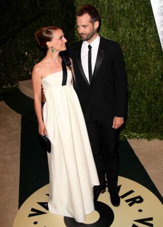 Natalie Portman et Benjamin Millepied à la soirée des Oscars 2013 de Vanity Fair, à Los Angeles, le 24 février 2013