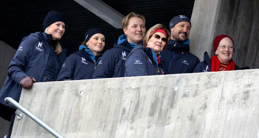 La famille royale de Norvège assiste au festival de ski d'Holmenkollen, ce samedi 9 mars 2024, à Oslo