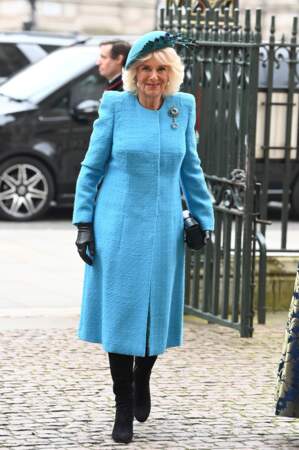 La reine Camilla lors du service de célébration de la Journée du Commonwealth à l'abbaye de Westminster de Londres, ce lundi 11 mars 2024