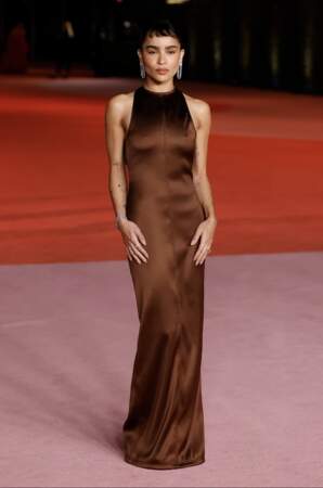 Zoë Kravitz en robe longue Saint Laurent au Gala de l'Academy Museum 2023, le 4 décembre