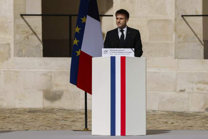Le président de la République lors de l'hommage à Philippe de Gaulle