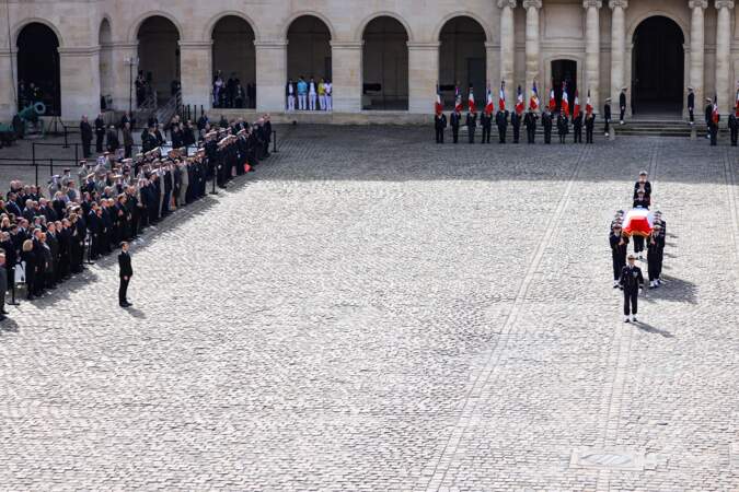 Le président Emmanuel Macron lors de l'hommage national rendu à Philippe de Gaulle