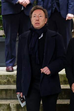 Stéphane Bern ému à sa sortie des obsèques de Frédéric Mitterrand, en l'Église Saint-Thomas-d’Aquin, dans le 7ème arrondissement de Paris, le mardi 26 mars 2024. 