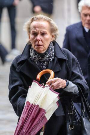 Christine Ockrent à son arrivée aux obsèques de Frédéric Mitterrand, en l'Église Saint-Thomas-d’Aquin, dans le 7ème arrondissement de Paris, le mardi 26 mars 2024.