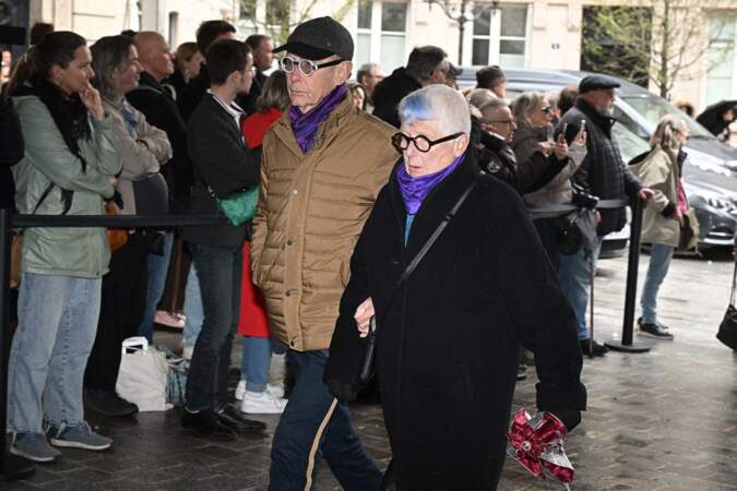 Mireille Porte, dite Orlan, à son arrivée aux obsèques de Frédéric Mitterrand, en l'Église Saint-Thomas-d’Aquin, dans le 7ème arrondissement de Paris, le mardi 26 mars 2024.