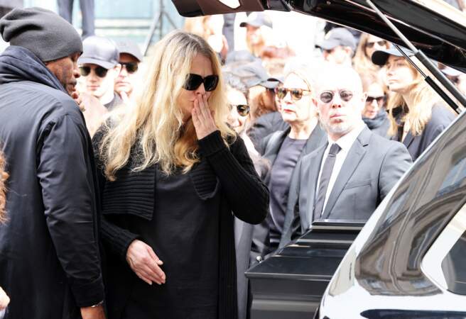 Karen Mulder aux obsèques de Jean-Yves Le Fur en l'église Saint-Roch à Paris le 6 avril 2024