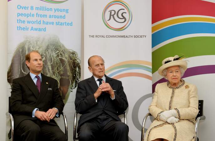 Le prince Edward en compagnie d'Elizabeth II et du prince Philip en 2014