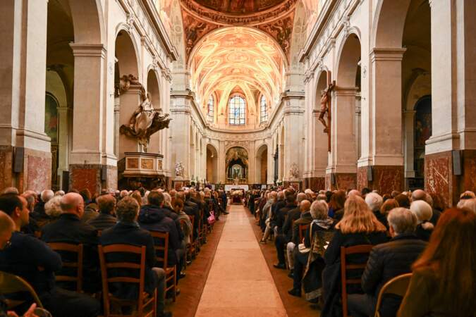 La cérémonie des obsèques de Alexis Gruss en l'Église Saint-Roch à Paris le 11 avril 2024.