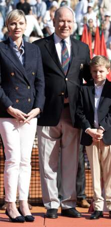 Charlene de Monaco aux côtés d'Albert II et de son fils jacques 
lors de la finale de tennis