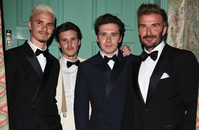 Le clan Beckham au club Oswald's à Londres, le 20 avril 2024, pour les 50 ans de Victoria Beckham