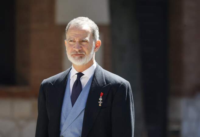 Le roi Felipe d'Espagne à la remise du Prix "Miguel de Cervantes 2023" à l'auditorium de l'Université d'Alcalá, le 23 avril 2024