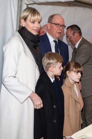 La famille princière de Monaco lors de l'ouverture de la section Monaco au musée Miniatur Wunderland, à Hambourg, le 25 avril 2024