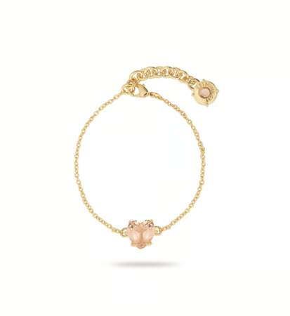 Bracelet fin coeur la diamantine rose abricot, Les Néréides, 80€