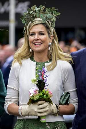 La reine Maxima des Pays-Bas lors de la 11ᵉ Fête du Roi 2024 à Emmen, province de Drenthe, le 27 avril 2024 