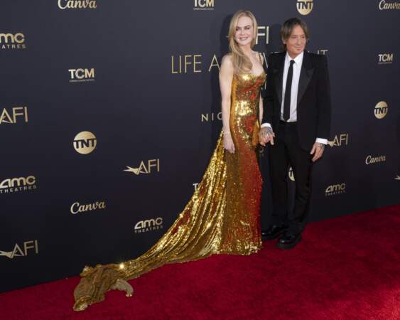 Nicole Kidman et son mari Keith Urban à la 49ème soirée des "AFI Life Achievement Award" au Dolby Theatre à Hollywood, le 27 avril 2024.