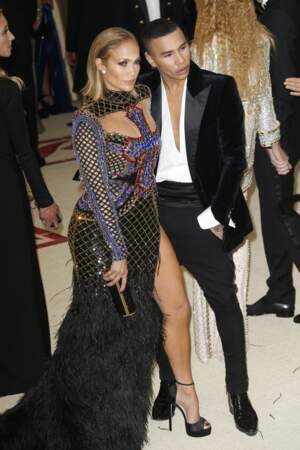 Jennifer Lopez et Olivier Rousteing au Met Gala en 2018