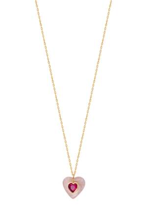 Jolly Bijou - Collier Coeur en tourmaline et quartz rose pavée d’un diamant - 2025€