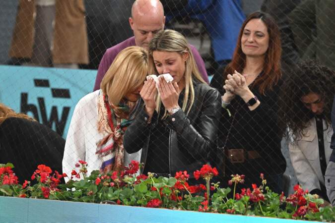 La soeur de Rafael Nadal bouleversée au Tournoi de tennis de Madrid (Mutua Madrid Open) le 30 avril 2024.