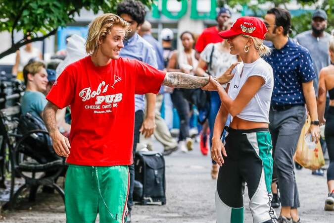 Justin Bieber et sa fiancée Hailey Baldwin se promènent à New York, le 3 août 2018