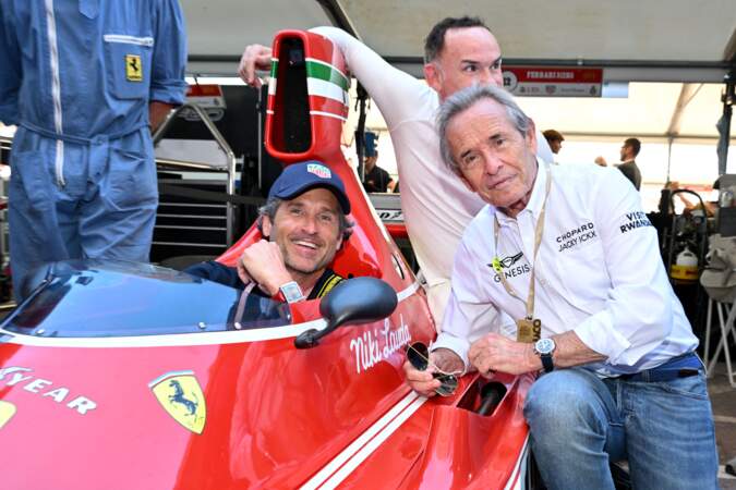 Patrick Dempsey avec Jacky Ickx lors de la journée hommage à Ayrton Senna durant le 14ème Grand Prix de Monaco Historique, le 11 mai 2024