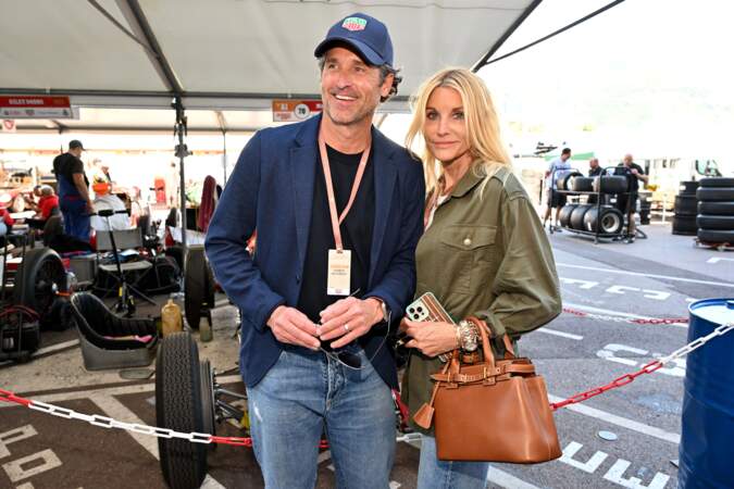 Patrick Dempsey et sa femme Jillian Fink lors de la journée hommage à Ayrton Senna durant le 14ème Grand Prix de Monaco Historique, le 11 mai 2024