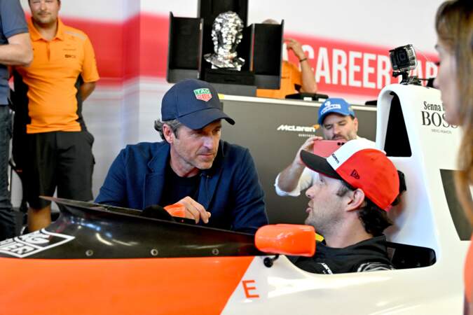 Bruno Senna discute avec Patrick Dempsey  lors de la journée hommage à Ayrton Senna durant le 14ᵉ Grand Prix de Monaco Historique, le 11 mai 2024