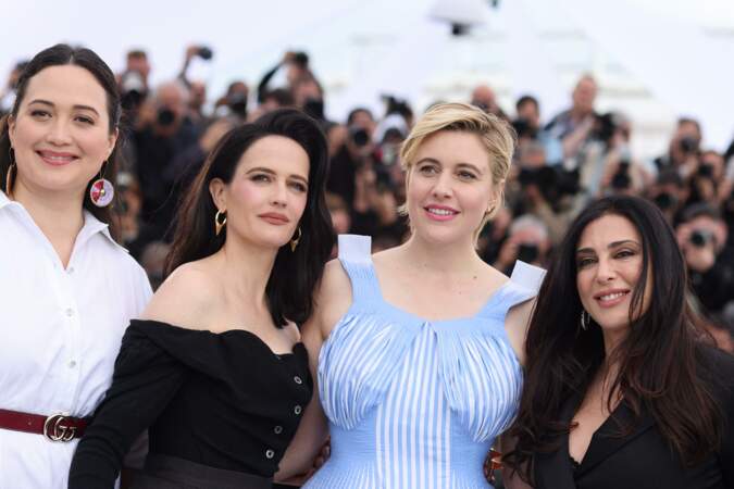 Lily Gladstone, Eva Green, Greta Gerwig (présidente du jury) et Nadine Labaki au Festival de Cannes,  le mardi 14 mai 2024