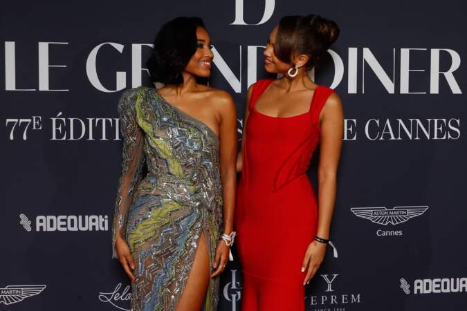 Clémence Botino et Indira Ampiot à la soirée de gala “Le Grand Dîner” au Palais Bulles à Théoule-sur-Mer, lors du 77ᵉ Festival de Cannes, le 18 mai 2024