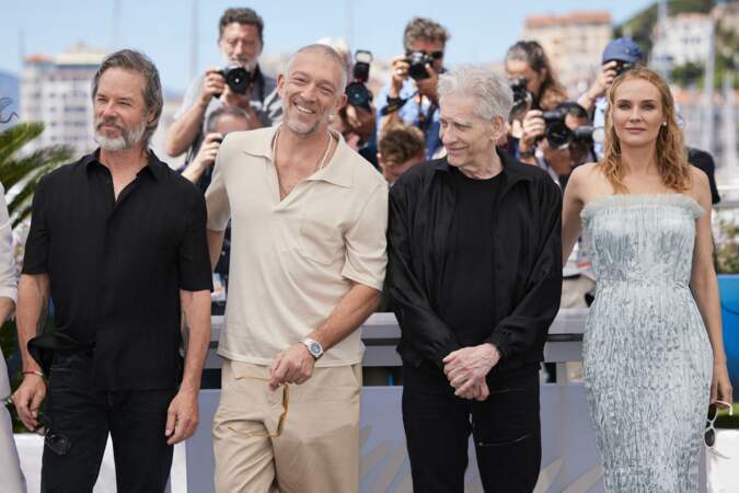 Le casting du film "Les linceuls" et le réalisateur David Cronenberg au Festival de Cannes, le 21 mai 2024