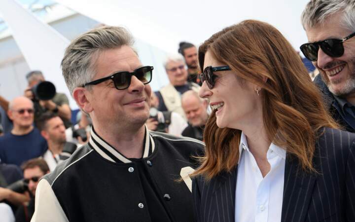 Benjamin Biolay et son ex-compagne Chiara Mastroianni complices au photocall du film Marcello Mio à Cannes, le 22 mai 2024