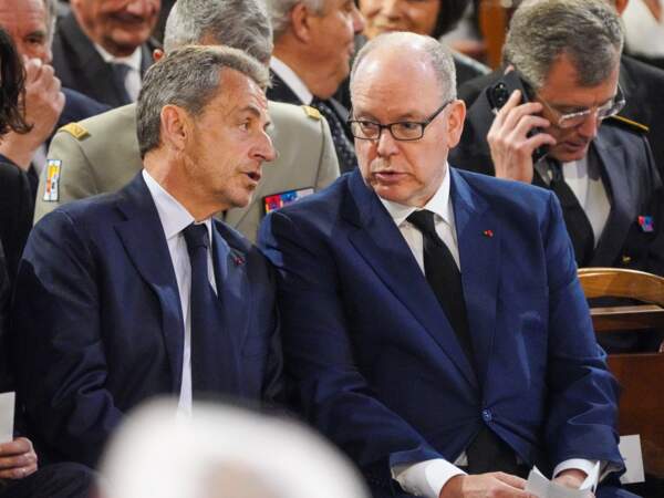 Nicolas Sarkozy et le prince Albert II de Monaco  aux obsèques de l'ancien maire de Marseille Jean-Claude Gaudin