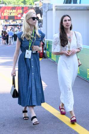 Beatrice Borromeo et Tatiana Santo Domingo dans les stands du Grand Prix Monaco 2024, le 25 mai 2024.