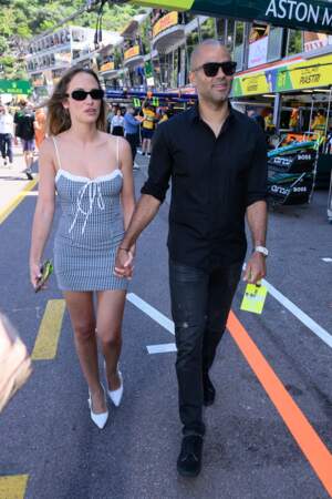 Tony Parker et sa compagne Agathe Teyssier dans les stands du Grand Prix Monaco 2024, le 25 mai 2024.