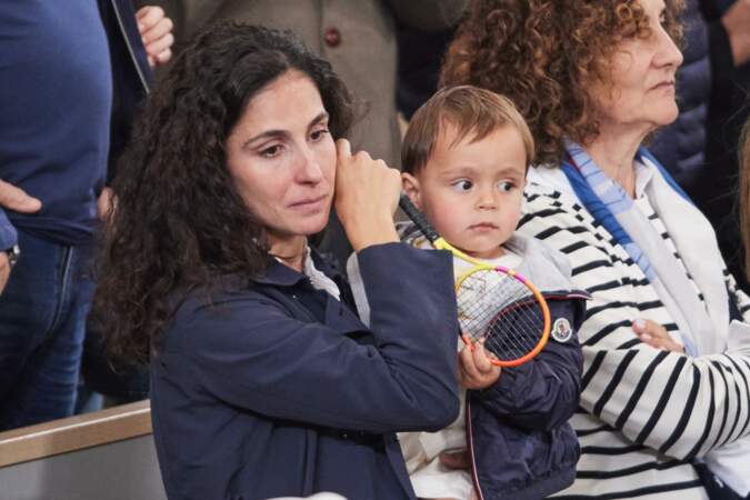 Xisca Perello en larmes après la défaite de son époux Rafael Nadal au premier tour de Roland-Garros, le 27 mai 2024