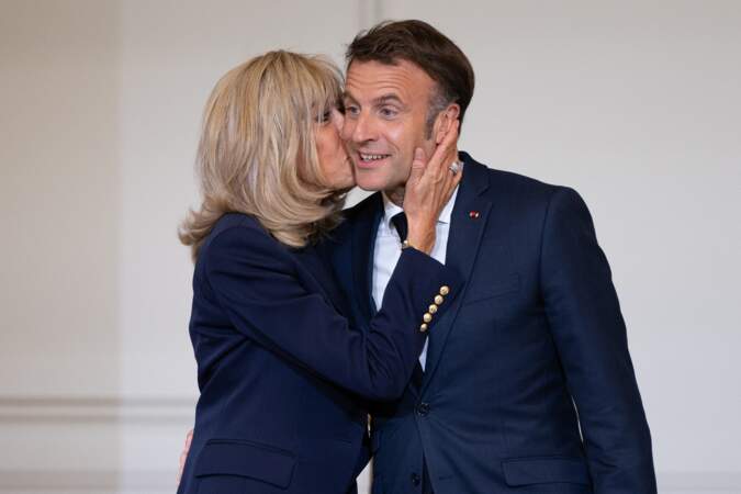 Brigitte et Emmanuel Macron - Remise des prix "Non au Harcèlement 2024" au palais de l'Elysée à Paris. Le 29 mai 2024