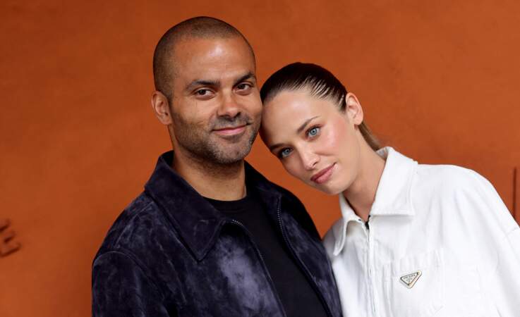 Tony Parker et sa compagne Agathe Teyssier au village de Roland Garros à Paris, le 2 juin 2024.