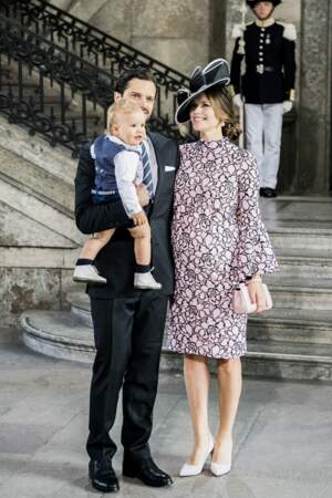 La princesse Sofia de Suède, enceinte de son deuxième enfant Gabriel, dévoile son baby bump lors d'une cérémonie au palais Royal de Stockholm, le 14 juillet 2017